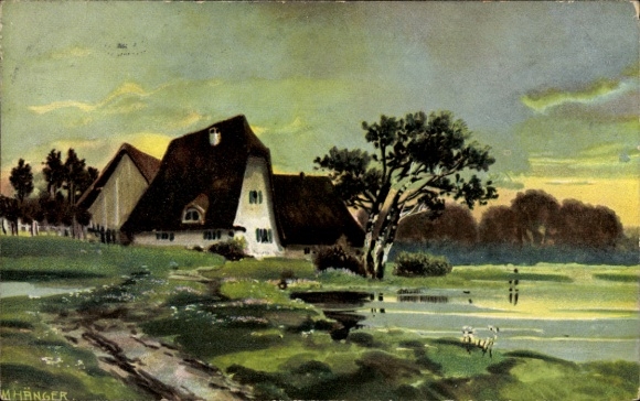Künstler Ak Hänger, M., Dorfidyll, Häuser