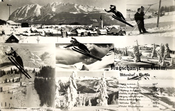 KP Mitterndorf Dachau w Górnej Bawarii, widok ogólny, skocznia narciarska w Kulm, skoczek narciarski, zima