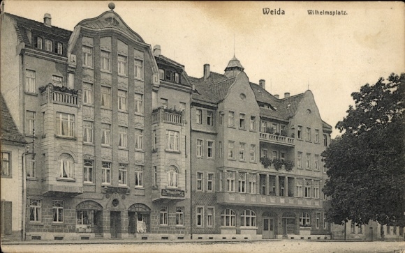 Ak Weida in Thüringen, Vorderansicht eines Gebäudes, Wilhelmsplatz, alte 