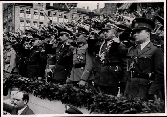 Collective picture Adolf Hitler No. 76, Nazi Party Rally Nuremberg, foreign military attachés