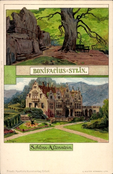 Artysta lito Stagura, Albert, Bad Liebenstein Wartburgkreis, Bonifacius Stein, Zamek Altenstein