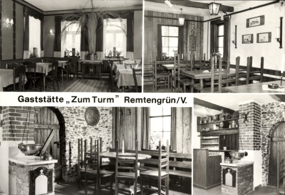 Ak Remtengrün Adorf im Vogtland, Gaststätte Zum Turm, Innenansicht