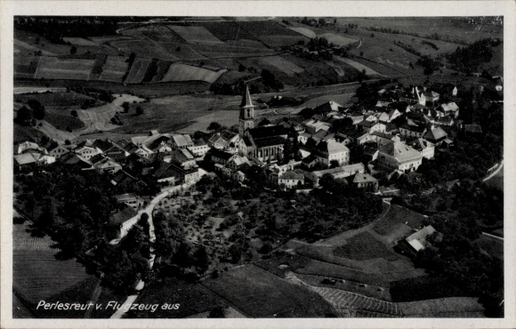 Postcard Perlesreut in Bavaria, aerial photograph