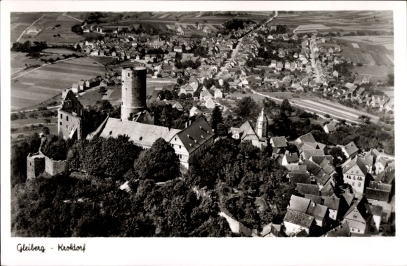 Postcard Krofdorf Gleiberg Wettenberg in Hesse, aerial photograph, castle
