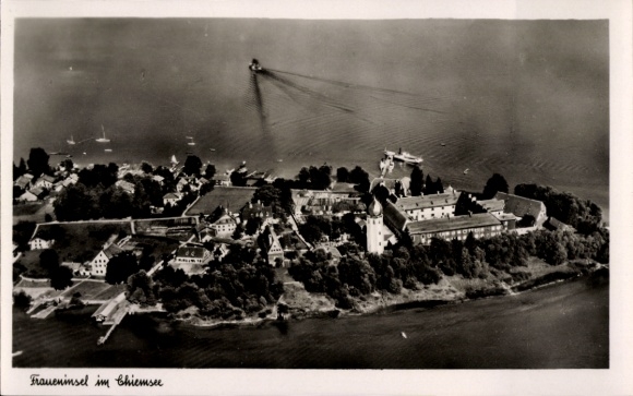 Postcard Fraueninsel Chiemsee Upper Bavaria, aerial photograph