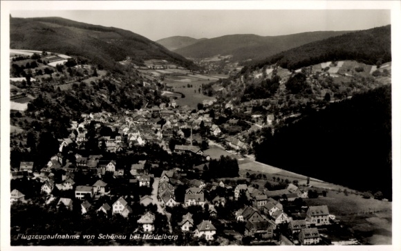 Postcard Schönau near Heidelberg Odenwald, aerial photograph