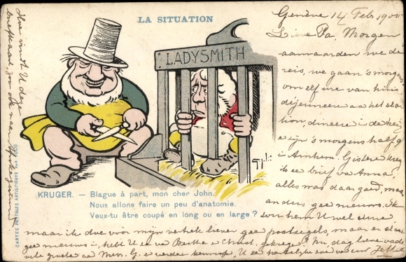 Ak Südafrika, La Situation, Paul Kruger, Ladysmith, Burenkrieg, anti britisch