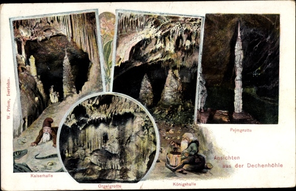 Postcard Iserlohn in the Märkisches Kreis, Dechen cave, interior view, royal hall, dwarf, organ grotto