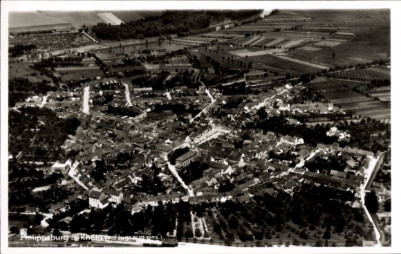 Postcard Philippsburg in Baden, aerial photograph