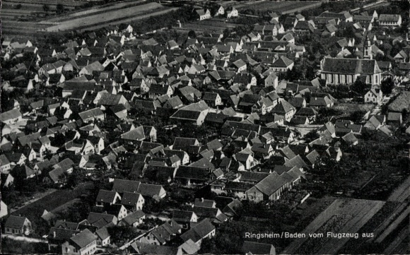 Postcard Ringsheim in Baden, aerial photograph