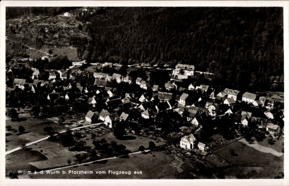 Postcard Pforzheim in the Black Forest, aerial view of Worm b. Architecture, rural area