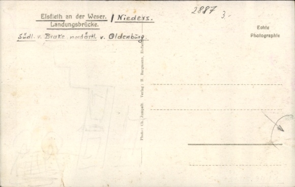 Ansichtkaart Elsfleth in het Oldenburger Land, aanlegsteiger aan de Weser, zeilschip