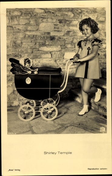 Postcard actress Shirley Temple, doll&#39;s pram, Ross 9931/3