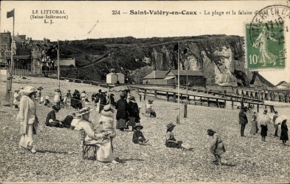 Ak Saint Valery en Caux Seine Maritime, Plage, Falaise d'aval