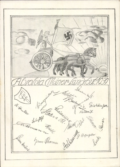 Studentika Postcard Landshut, Absolvia Minor 1939, Chariot