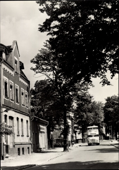 Postcard Berlin Treptow Bohnsdorf, Buntzelstraße, Omnibus