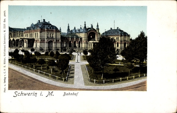 Ak Schwerin in Mecklenburg, Bahnhof