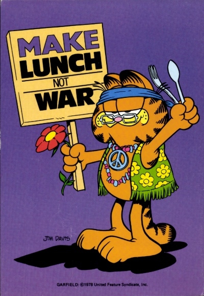 Artist Postcard Davis, Jim, Garfield as a Hippie, Make Lunch not War