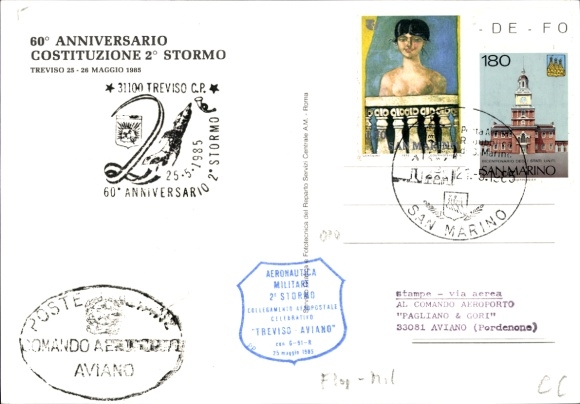PC Italian military aircraft, coat of arms, 60th anniversary of the Constitution