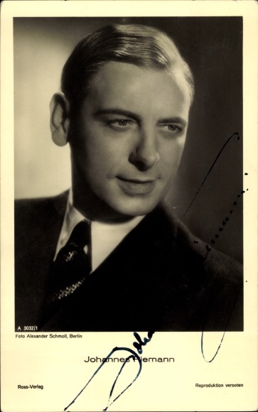 Postcard actor Johannes Riemann, portrait, Ross Verlag, autograph