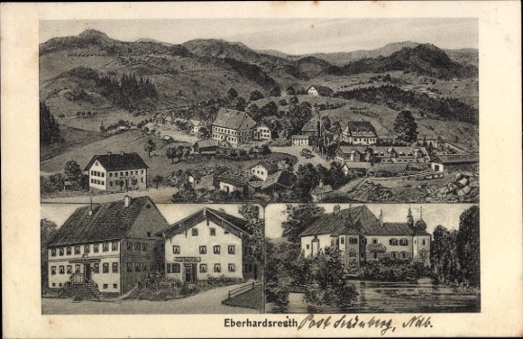 Ak Eberhardsreuth Schönberg im Bayerischen Wald, Gesamtansicht, Schloss