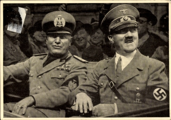Postcard Führer and Reich Chancellor Adolf Hitler, Benito Mussolini, State Meeting, Men of the Time 126