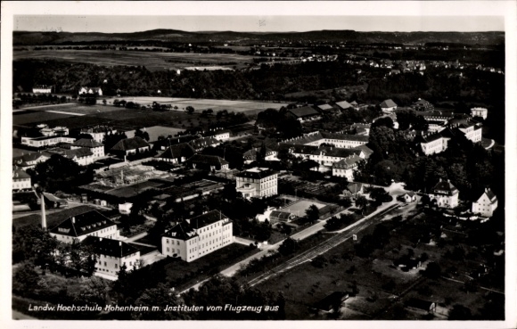 Postcard Hohenheim Stuttgart in Württemberg, aerial photograph, Agricultural University, Institutes