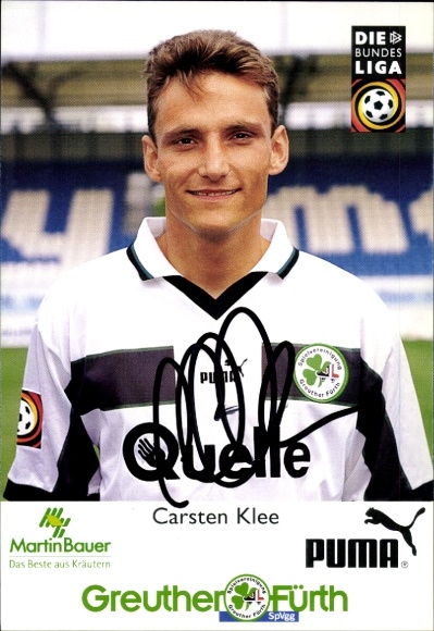 Autograph card footballer Carsten Klee, SpVgg Greuther Fürth, autograph