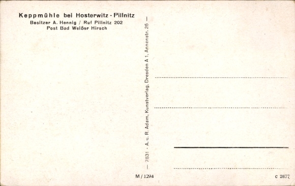Postcard Dresden Hosterwitz, Keppmühle in Keppgrund, historical buildings, coat of arms, greetings from the Keppm...