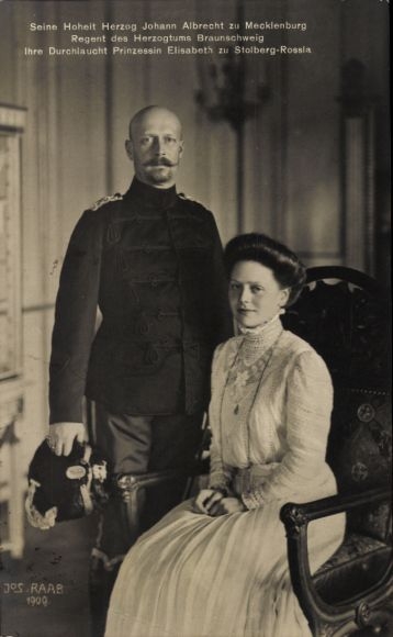 Postcard Duke Johann Albrecht of Mecklenburg, Princess Elisabeth of Stolberg Rossla