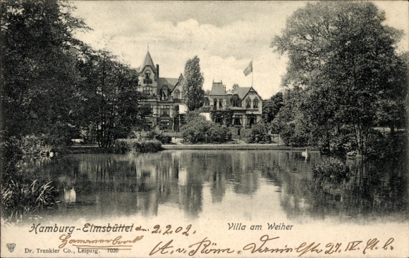 Postcard Hamburg Eimsbüttel, Villa am Weiher