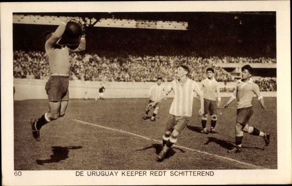 Postcard Amsterdam Nordholland Niederlande, Olympiad 1928, The Uruguay Keeper saves brilliantly