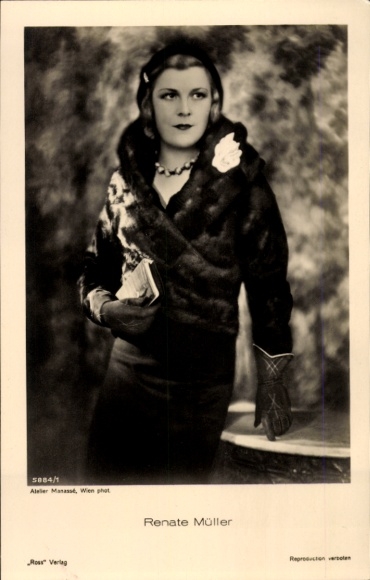 Ak Schauspielerin Renate Müller, Portrait, Pelz, Peter der Matrose, Ross Verlag 5884 1