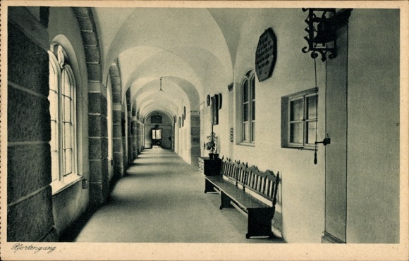 Postcard Zangberg Oberbayern, Educational Institute of the Salesian Sisters of St. Joseph, Pfortengang