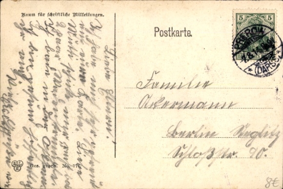 Passepartout Postcard Ostseebad Prerow on the Darß, flounder, beach party