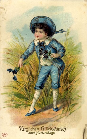 Postcard Congratulations Name Day, Boy, portrait