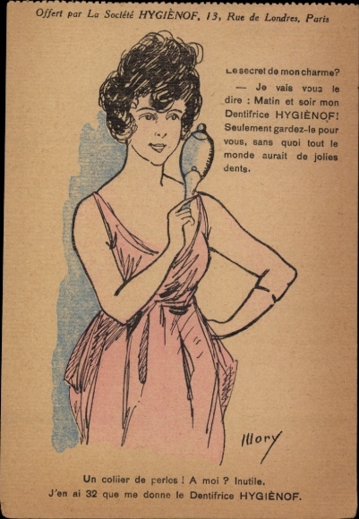 Artist Postcard Advertising Toothpaste Hygienof, Woman portrait