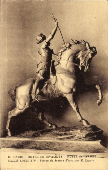 Ak Paris VII, Reiterstatue von Jeanne d'Arc, Hotel des Invalides,  E. Legain