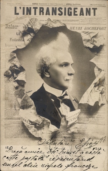 Newspaper Postcard L'Intransigeant, writer and politician Henri Rochefort