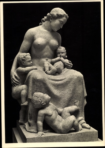 Postcard plastic by Elsa Montag, mother, woman with children, infant, HDK 550