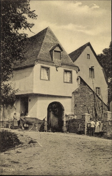 KP Ellenz Poltersdorf nad Mozelą, stary dom wiejski, krowa, dzieci