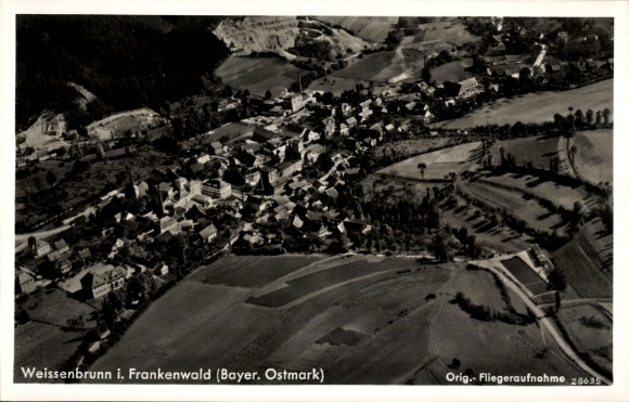 Postcard Weißenbrunn in Upper Franconia, aerial photograph