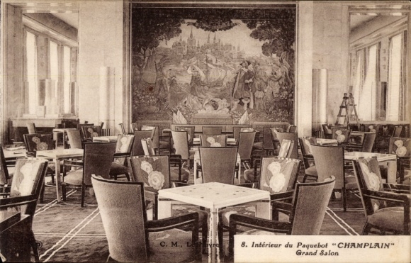 CPA Le Paquebot Champlain de la CGT, Grand Salon