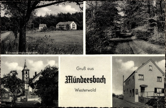 PC Mündersbach Westerwald, convalescent home for the blind, forest area, church tower