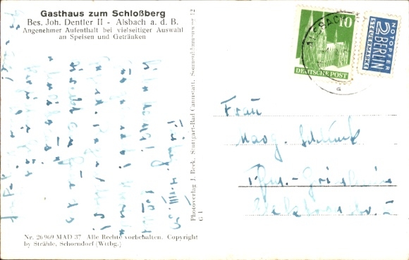 Postcard Alsbach Hähnlein on the Bergstrasse Hessen, Gasthaus zum Schlossber, aerial photograph