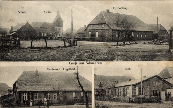 Ak Schneeren Neustadt am Rübenberge, Gasthaus, Schule, Kirche