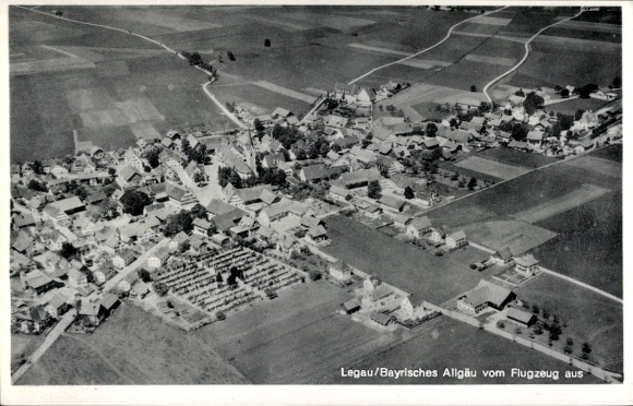 Postcard Legau in Swabia Unterallgäu, aerial photograph