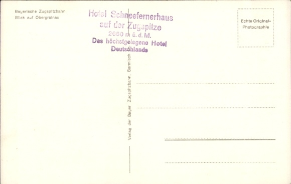 Postcard Bayerische Zugspitzbahn on the route near Obergrainau