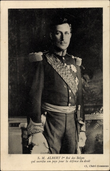 Postcard King Albert I of Belgium, portrait, uniform