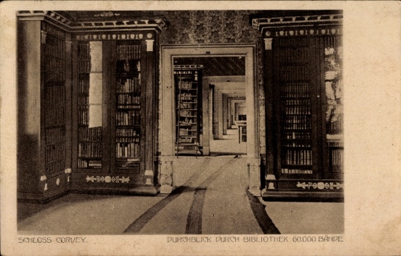 Ak Höxter an der Weser, Schloss Corvey, Bibliothek 60000 Bände